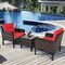 Costway 3PCS Patio Rattan Conversation Set Cushioned Sofa Chair for Garden